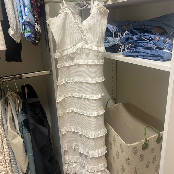 V. Chapman Narcisse Smocked Ruffle Trim Midi Dress - Picture 4 of 7